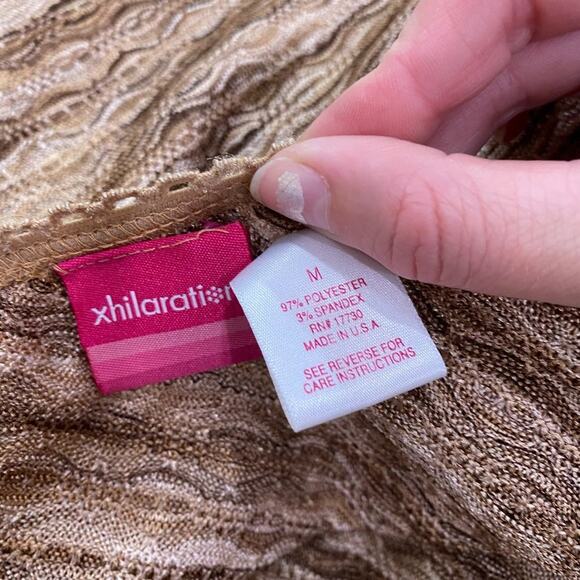 Vintage Y2K 2000s Xhilaration Neutral Brown Tan Side Slit Knit Skirt Medium - Picture 5 of 7